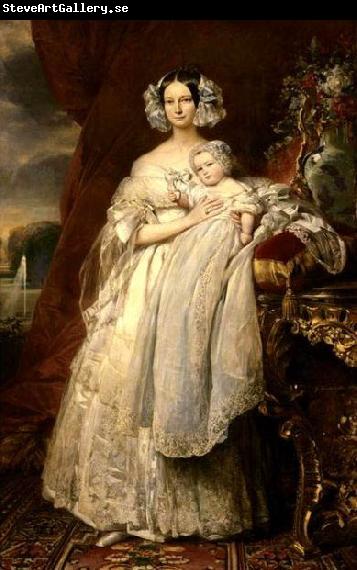 Franz Xaver Winterhalter Portrait of Helena of Mecklemburg-Schwerin, Duchess of Orleans with her son the Count of Paris